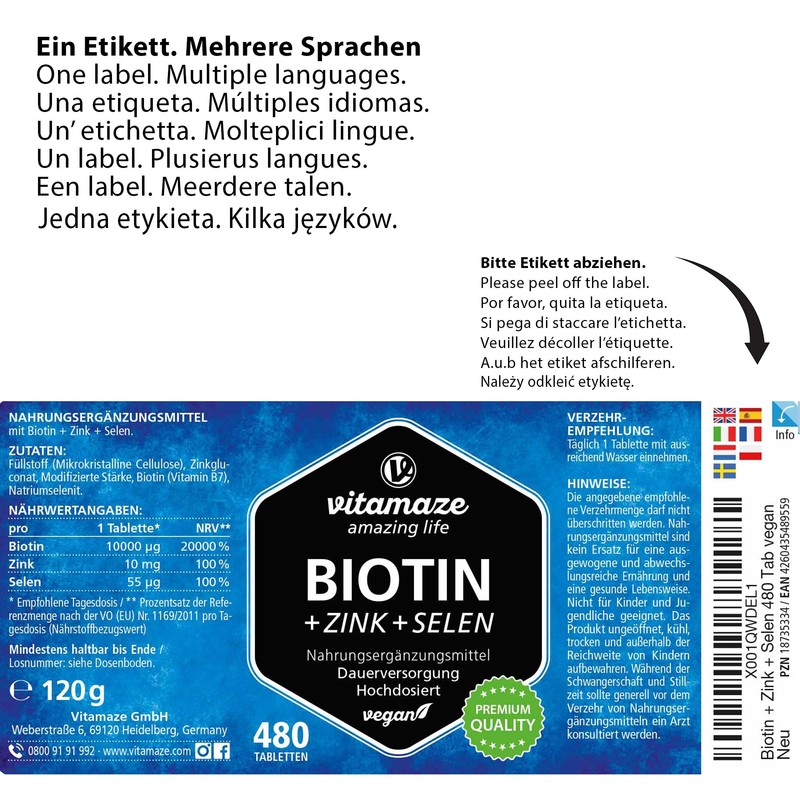 Biotin Hair Growth 10.000 mcg Complex - with Selenium and