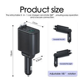 Yesimola Auto Ladegerät Zigarettenanzünder Verteiler mit LED Voltmeter,[PD 30W/2.4V] Zigarettenanzünder verteiler Dual Typ-c Port,Einziehbares Auto USB Stromanschluss,Schnellladung für Handy Tablet