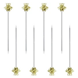 FL-WITHYOU Bees Cocktail Reusable Picks martini toothpicks metal toothpicks fancy toothpicks for appetizers 8 pieces