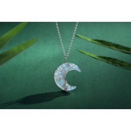 XIANNVXI Crystal Necklaces for Women Opal Chakra Necklaces Moon Tree of Life Pendant Wire Wrapped Natural Resin Reiki Spiritual Necklaces Jewellery Mothers Day Gifts
