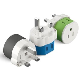 OREI - Adaptador de enchufe de alimentación de Dubai con 2 entradas de Estados Unidos, paquete de 3 viajes, tipo G (US-7), uso a tierra seguro con fusibles protegidos, con teléfonos celulares, laptop, cargadores de cámara, CPAP y más
