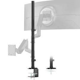 Steel Extra Tall 32 Inch 2-Section Monitor Stand Pole - with Mounting Base, Heavy Duty Center Pole (Supports Up to Max. 88 lbs), 2 Mounting Options, Black