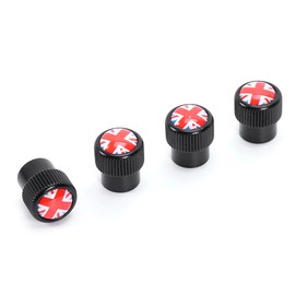 Metal Black British Flag Wheel Valve Stem Cap Cover Screw for Mini Cooper R50 R52 R53 R55 R56 R60 F54 F55 F56 F60 (Union Jack)