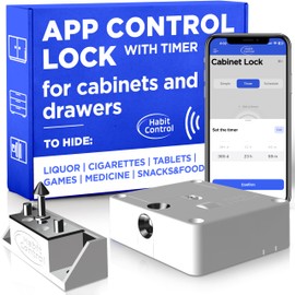 Habit Control Schedule Timed Lock - Bluetooth Hidden Cabinet & Drawer Locking System - App-Controlled Access for Snacks, Food, Alcohol - Admin & Guest User Levels - Self-Control Mode - Unlock History