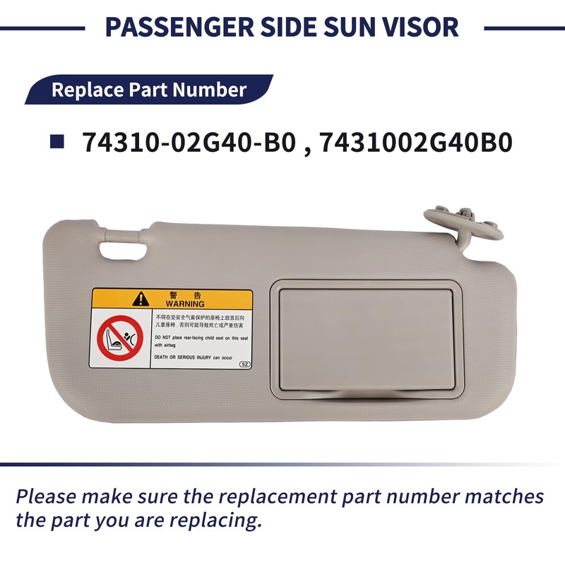 Magimaker Passenger Side Sun Visor Fit for Toyota Corolla 2014
