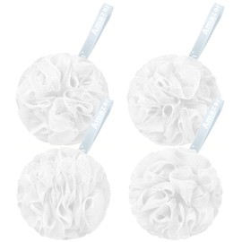 AmazerBath AmazerBath Loofah Sponge 75g/Piece, Exfoliating Bath Sponge Body Scrubber - Loofa Set of 4 - Snow White, Large