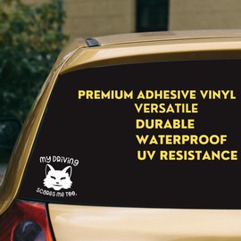 My driving scares me too Car Vinyl Decal - Cute and Safety Sign Window Decal - Easy to Apply and Highly Visible - Adult car vinyl Decal (WHITE)