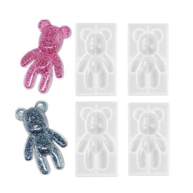 YODOOLTLY Resin Molds - 4 PCS 3D Teddy Bear Mould Pendant Jewelry Making Silicone Molds for Epoxy Resin Casting DIY Crafts
