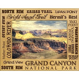 Saddle Mountain Souvenir Grand Canyon National Park Points of Interest Engraved Wood Picture Frame Landscape (4 x 6)