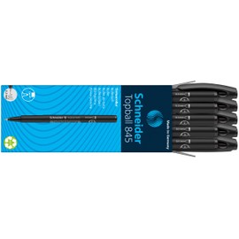 Schneider 184501 Topball 845 Tintenroller (stabiler Edelstahlspitze, 0,3 mm) 10er Packung schwarz