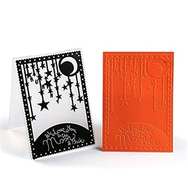 Arbuya Moon Star Plastic Embossing Folder for Scrapbook DIY Album Card Tool Plastic Template (Moon)