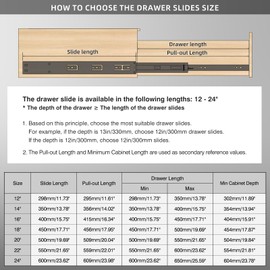 BAIDICE 1 Pair Push to Open Full Extension Drawer Slides 12 14 16 18 20 22 24 Inch 100 lb Load Capacity Side Mount Handleless Touch Open Ball Bearing Cabinet Rails Metal Runner Dresser Glide Black