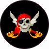 StickerTalk Colorful Jolly Roger Flag Circle Vinyl Sticker, 4 inches