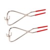 2pcs Dipping Tongs Red Handle Stainless Steel Easy Cleaning Stable