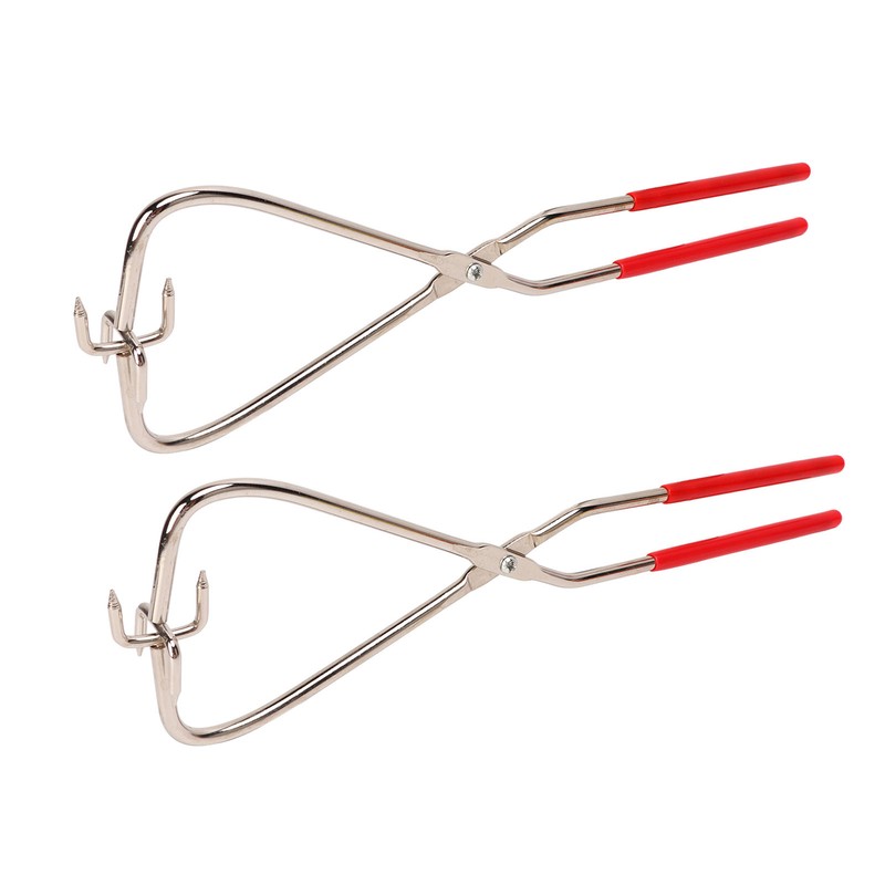2pcs Dipping Tongs Red Handle Stainless Steel Easy Cleaning Stable