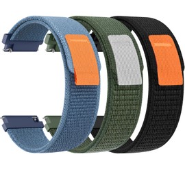 Mugust Pack of 3 Nylon Watch Strap 22 mm 20 mm Strap with Quick Release, Velcro Fastener and Quick Adjustment Watch Straps, Universal 22 mm 20 mm Replacement Strap for Smartwatch Watch Bracelets, 22