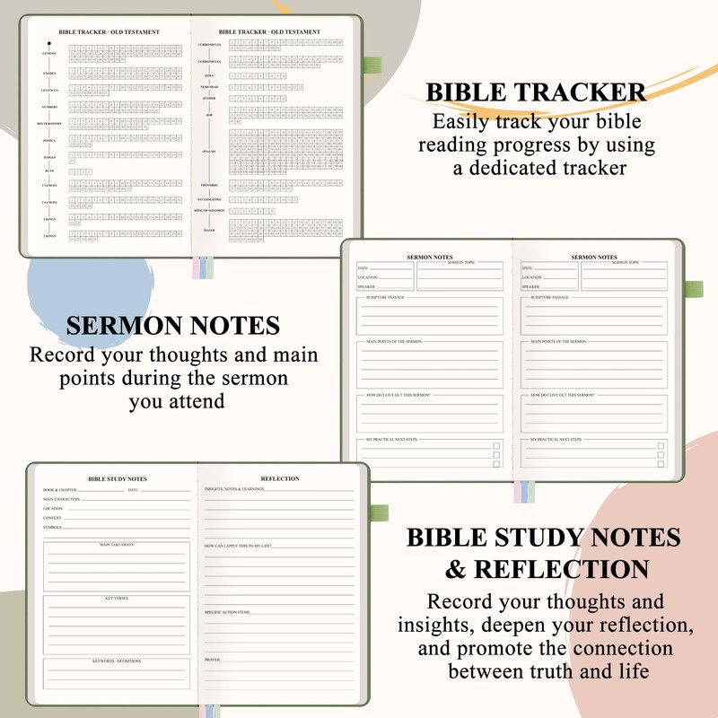 AKONEGE Bible Study Journal Church Notes Notebooks & Study Supplies,