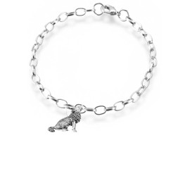 C18 Wolf fine lead free English Pewter charm on a belcher link chain anklet bracelet