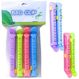 Bag Clips for Food Storage,Food Bag Clips, Food Bag Sealing Clips, Easy Seal Bag Sealer, Freezer Bag Clips, Fresher Food for Longer, Pack of 4 in Vibrant Four Colours