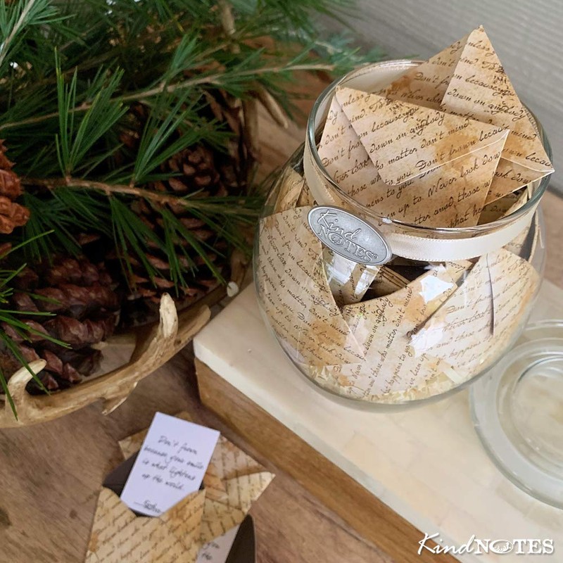 KindNotes Glass Keepsake Gift Jar with Romantic Anniversary Messages (for