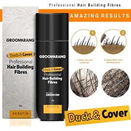 Hair Fibres GROOMARANG Keratin Hair Building Fibres for Thinning Hair - Instantly Conceals Thinning Areas for Fuller Thicker Hair - For Men & Women 28g PLUS 200ml Performance Shampoo (Black)
