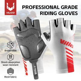 Vilico Cycling Gloves for Road Bike and Mountain Bike - Non-Slip, Breathable, Wear-resistant with Cushioning Pad - Lightweight and Comfortable Cycling Gloves for Road and Off-Road