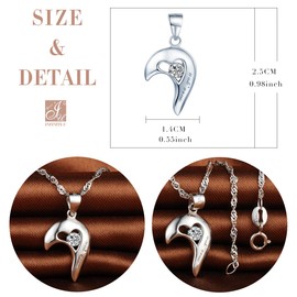 Unendlich U "Miss You" 2-Piece Necklace Love Motif Partner Chains 925 Sterling Silver Men's Heart Pendant Gift for Lovers, Stainless Steel