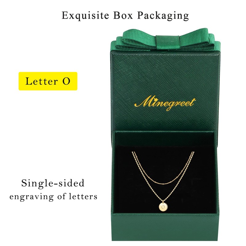 Minegreet Gold Initial Necklaces for Women,17K Gold Filled Hammered Gold