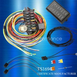 JY MOTORING 12-14 Circuit Universal Wiring Harness Muscle Car Hot Rod Street XL Wires New