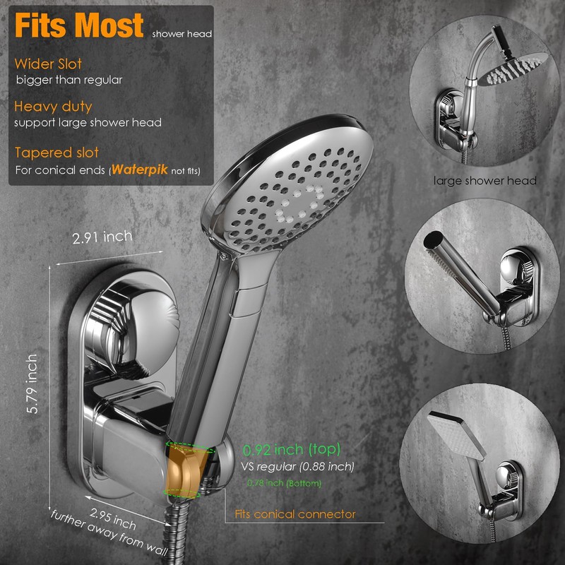Handheld Shower Head Holder - 5 Positions Adjustable + 90°