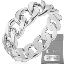 RTZN® Cuban Link Ring for Men — Premium Stainless Steel Silver Signet Rings for Men and Women — 100% Waterproof & Non-Tarnish Chain Link Rings for Mens (Silver | SIZE: 10)