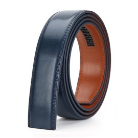 Nelbons Men's Belt Ratchet Automatic Belt for Men 35 mm Wide Leather Belt, 1 3/8 Inch Without Buckle, Y-navy blue