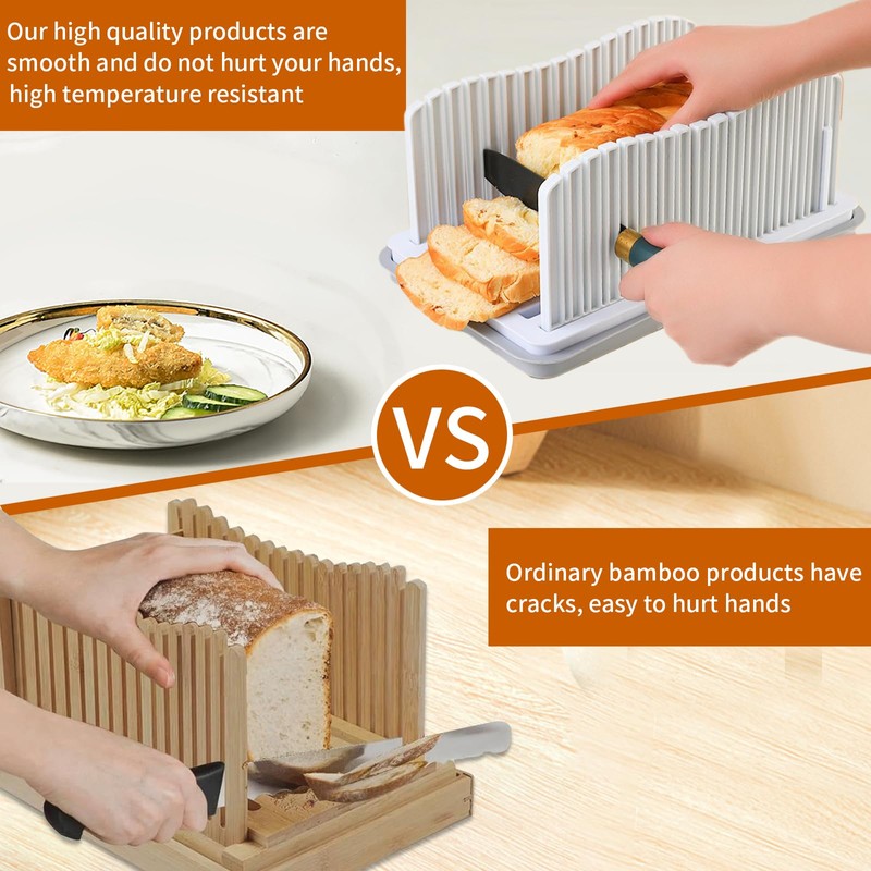 Professional Bread Slicer with Adjustable Guide, Foldable Cutter for Homemade