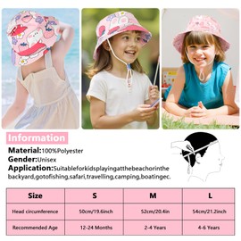 JUPSK Baby Sun Hat Toddler Summer Bucket Hat Wide Brim Beach Cotton Cap with Adjustable Chin Strap UPF50 for Kids Child Boys Girls 2-4 Years (Purple Bunny)