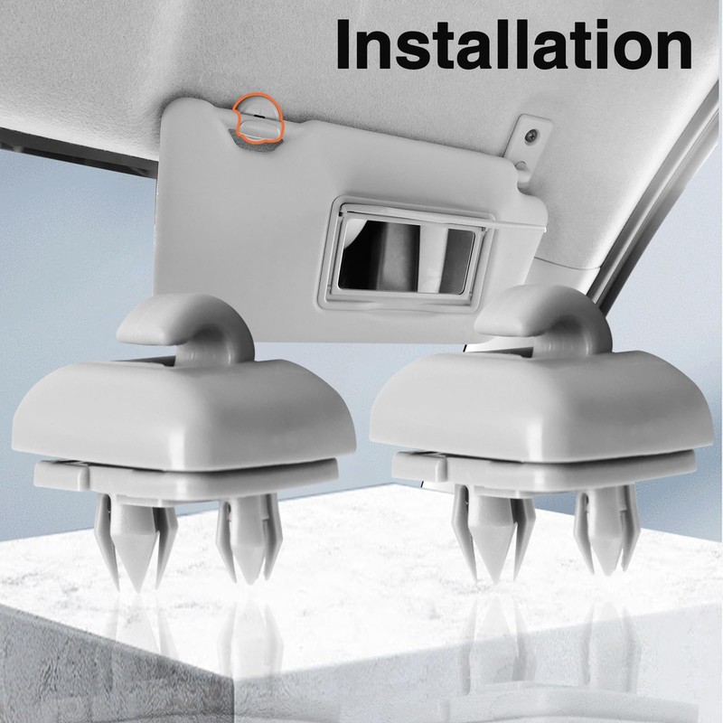 EVRBUL 2PCS Grey Inner Sun Visor Clips Holders Supports Brackets