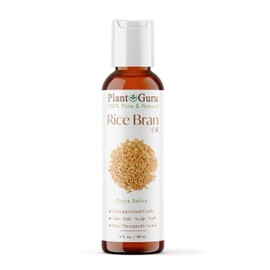 Plant Guru Rice Bran Oil 2 fl. oz. – 100% Pure & Natural Carrier Oil for Skin, Face, Body, and Hair Moisturizing. Great for DIY Creams, Lotions, and Lip Balms.