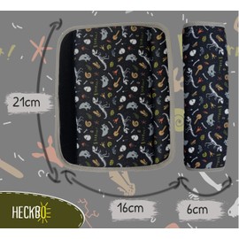 HECKBO 2X Kids Car Seat Belt Pads Seat Belt Protectors - Dinosaur skeleton - Seat Belt Pads for Kids and Babies- Ideal for any Seat Belt Car Booster Seat Kids Bicycle