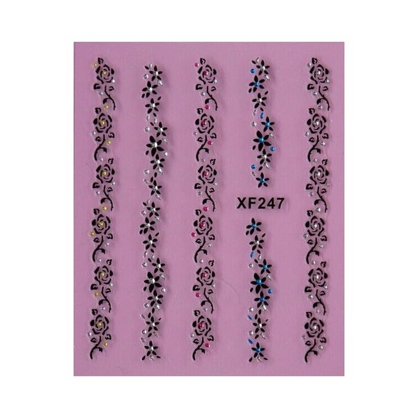 Generic Love Rose Flowers Daisy Rhinestone Nail Decals Stickers Xf247