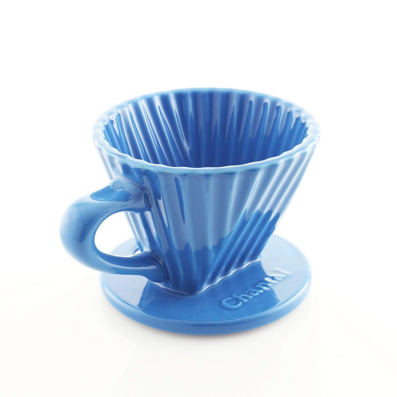 Chantal "Lotus" ceramic pour over coffee dripper, 8 Ounces, Blue
