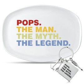 R HORSE Dad Grilling Platter Gift - Pops Grill Platter Gift Set with Keychain, Dad BBQ Serving Tray Plate Dishes for Salad Dessert Charcuterie Father’s Day Christmas Birthday Gift for Dad Grandpa Men