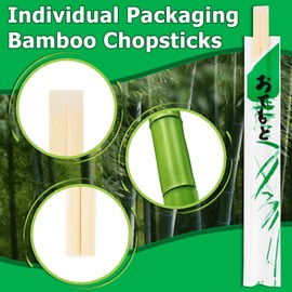 RAINFLOW Disposable Bamboo Chopsticks - 48 Pairs Premium Japanese Chopsticks for Sushi Snacks Portable Bulk Disposable Chopstick Individually Wrapped for Themed Birthday Party (8.3inch)
