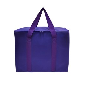 Yalin Set of 2 Large Insulated Collapsible Cooler Bags with Durable Dual Zipper Closure,Reusable Grocery Shopping Bags Keep Food Hot or Cold,Ideal for Instacart,Grocery Transport(Purple Color)