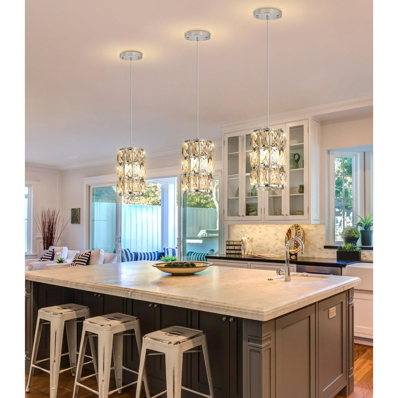 dolria Modern Crystal Chandelier Mini Chandelier Pendant Lighting for Kitchen