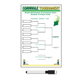 Zieglerworld Cornhole 16 Team or Player Single Elimination Seeded Reusable Tournament Bracket Chart 22 x 34 with Pen