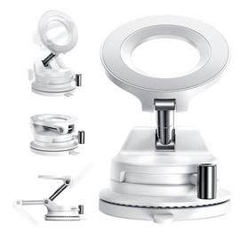 LISEN  Iphone 17  Vacuum MagSafe Car Mount  Magnetic Phone Holder, 360° Adjustable for MagSafe Car Holder Foldable Suction Phone Mount for Car, for Garmin GPS/Mirror/Smooth Surface, for iPhone 16 Pro Max 15:_Upgraded version-white