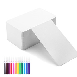 DAWRIS 200 Sheets Blank Kraft Cards, White Business Message Cards, Craft Cardboard Words Cards Paper, Flash Cards Blank, Doodle Hand-Drawn Index Cards for Learning, Study, DIY, Memory, Note, Gift Tag
