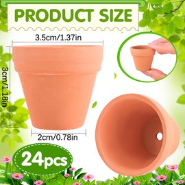 HGRGHH Pack of 24 Small Flower Pots, Clay Pots with Drainage Hole, Terracotta Mini Flower Pots, for Outdoor Encactus Succulents Clay Pots for Crafts (3.5 x 3 cm)