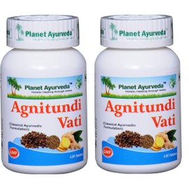Planet Ayurveda Agnitundi Vati - Herbal Tablet, 500 Mg Veg Tablets - 2 Bottles (Each Bottle Contains 120 Tablets)