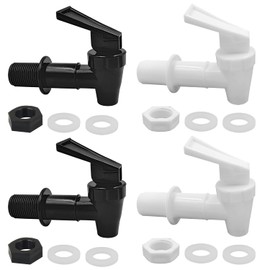 4 Sets Replacement Cooler Faucet, Spout for 5 Gallon Jug, Reusable Plastic Spigot for Beverage Dispenser, Water Beverage Lever Pour Dispenser Valve, Gravity Water Spigot, White & Black