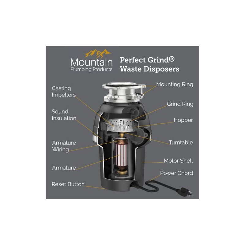 Mountain Plumbing PROSELECT5 Perfect Grind Waste Garbage Disposal, Silver